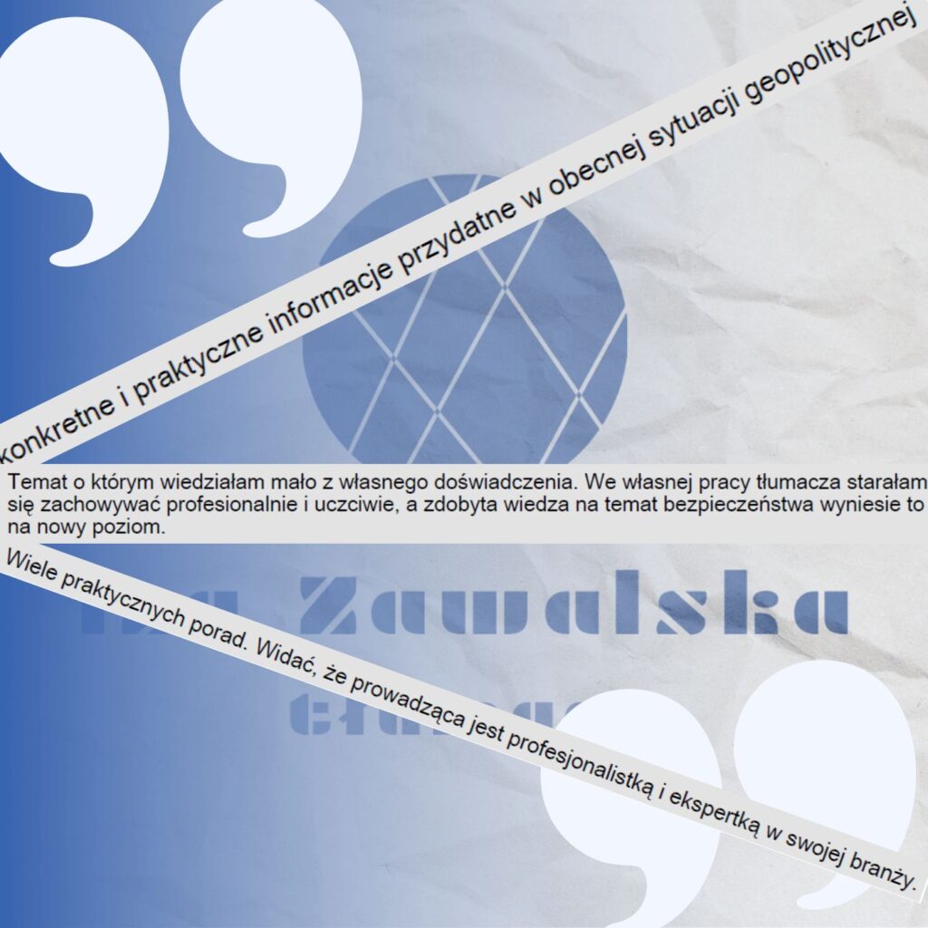 Opinie o szkoleniu "Świadomy tłumacz".