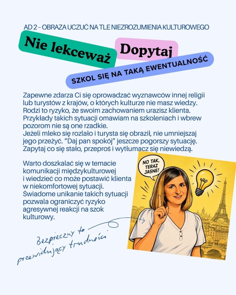 Nieporozumienie na tle kulturowym w trakcie wycieczki.
